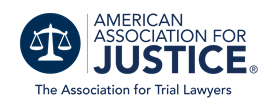American Association for Justice logo. This will take you to the homepage